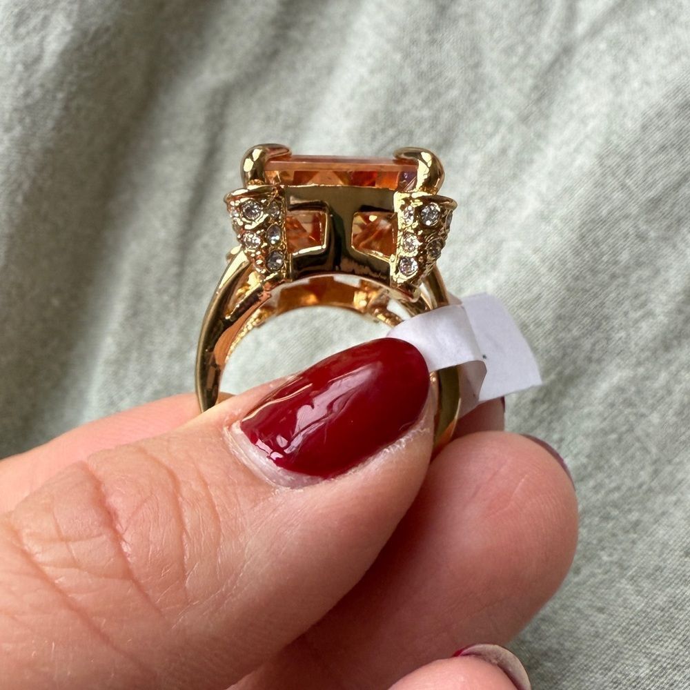 NWT 90s Camille Lucie 14 K Gold Plated Sterling Silver Massive Citrine Swarovski - Picture 7 of 9